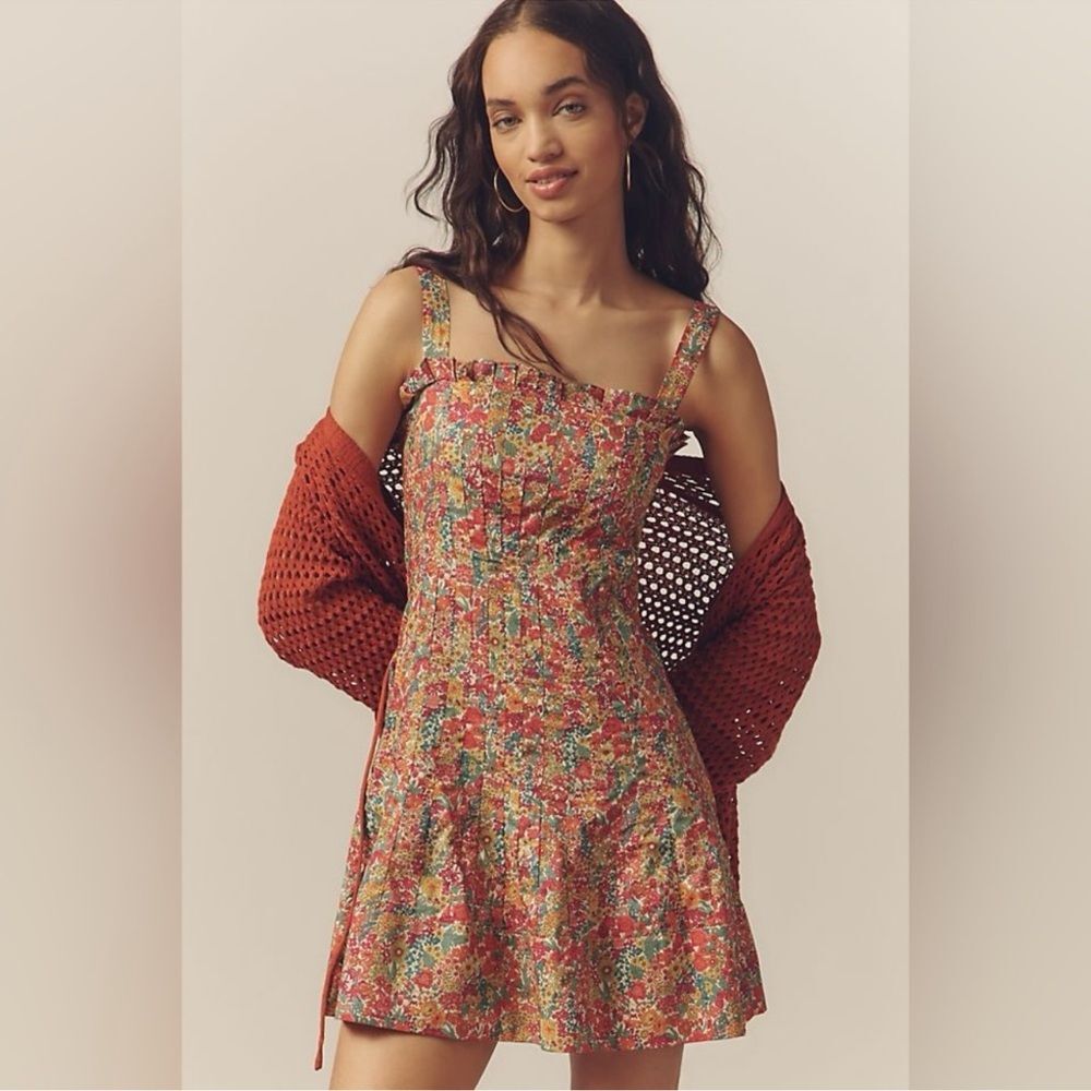 Love The Label Cally Sleeveless Ruffle-Trim Mini Dress